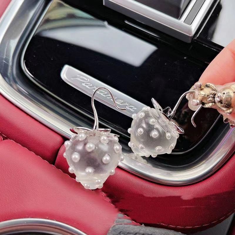 Maeelove Crystal Large Strawberry Earrings 925 Silver Needles