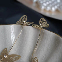 Load image into Gallery viewer, Maeelove Long Butterfly Earring Chain 925 Silver Pin Earrings