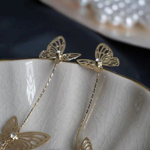 Maeelove Long Butterfly Earring Chain 925 Silver Pin Earrings