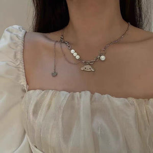Maeelove Cinnamoroll/Kuromi reflective pearl necklace